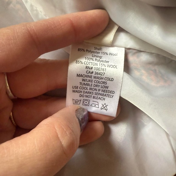 A81-Brown & Orange herringbone wool blend peacoat with 2 pockets & buttons - Picture 8 of 8